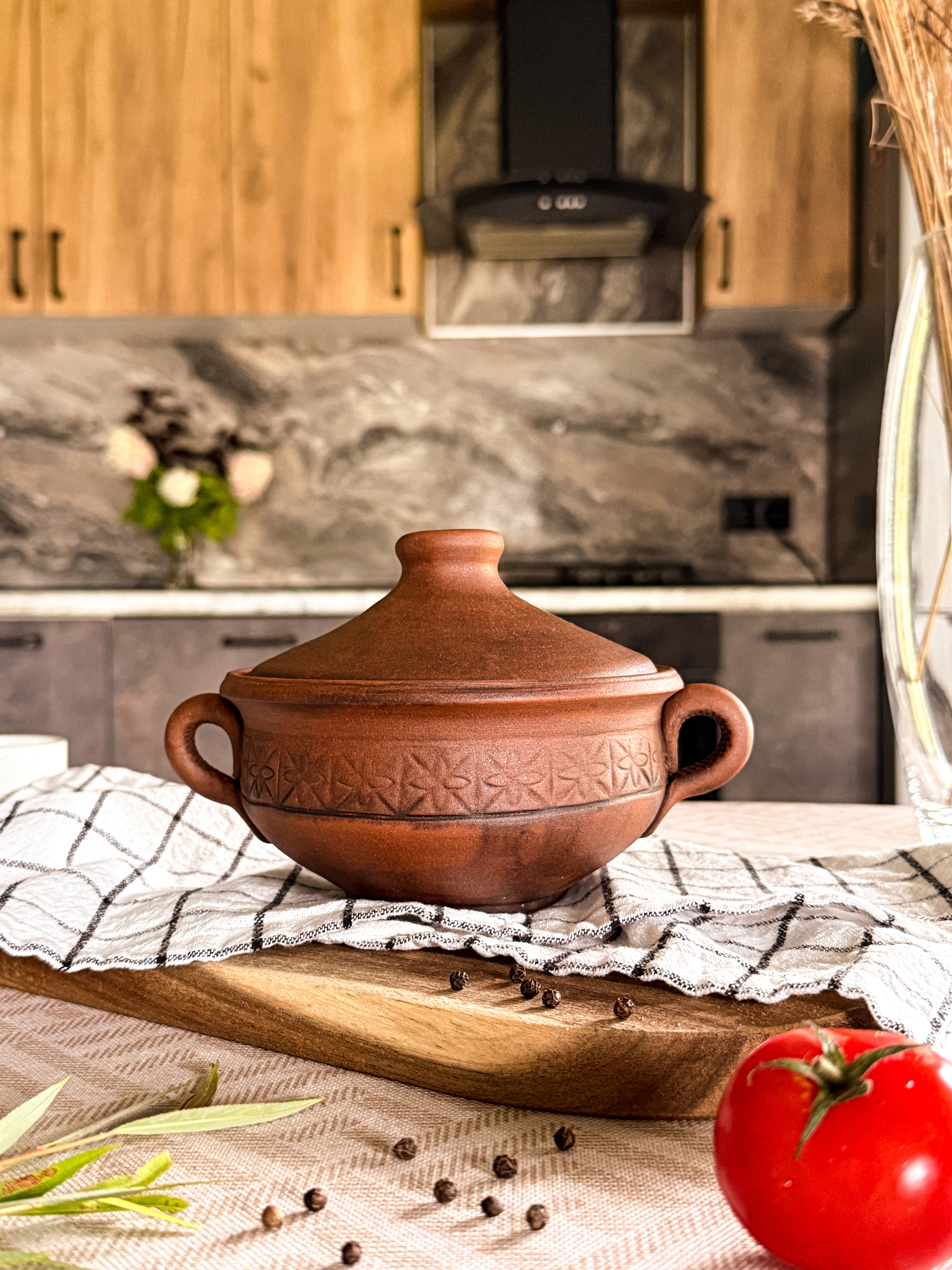 Горшок-жаровня с ручками (0,5л) Узор