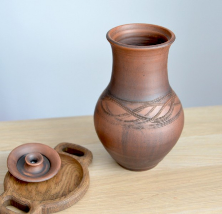 Крынка с крышкой (1,5л) без глазури